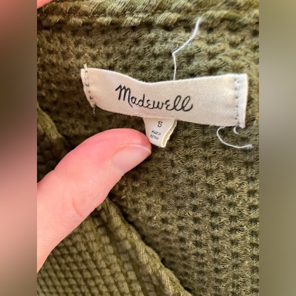 Madewell Seersucker V-Neck Midi Dress, green, small, EUC - Picture 6 of 7